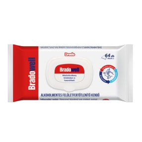 Bradowell alkoholmentes felületfertőtlenítő kendő 64db